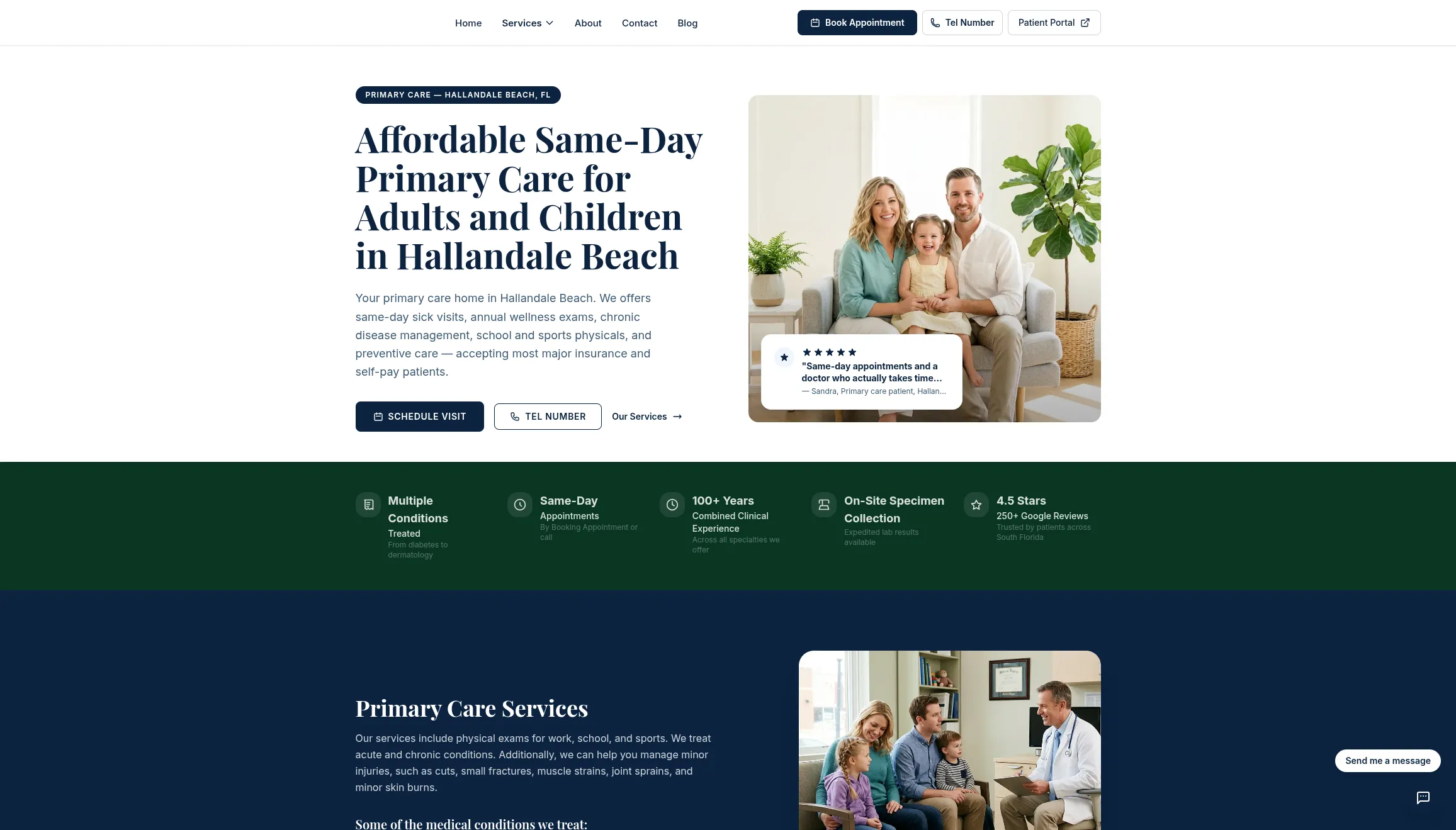Medical clinic service webpage after the rebuild.